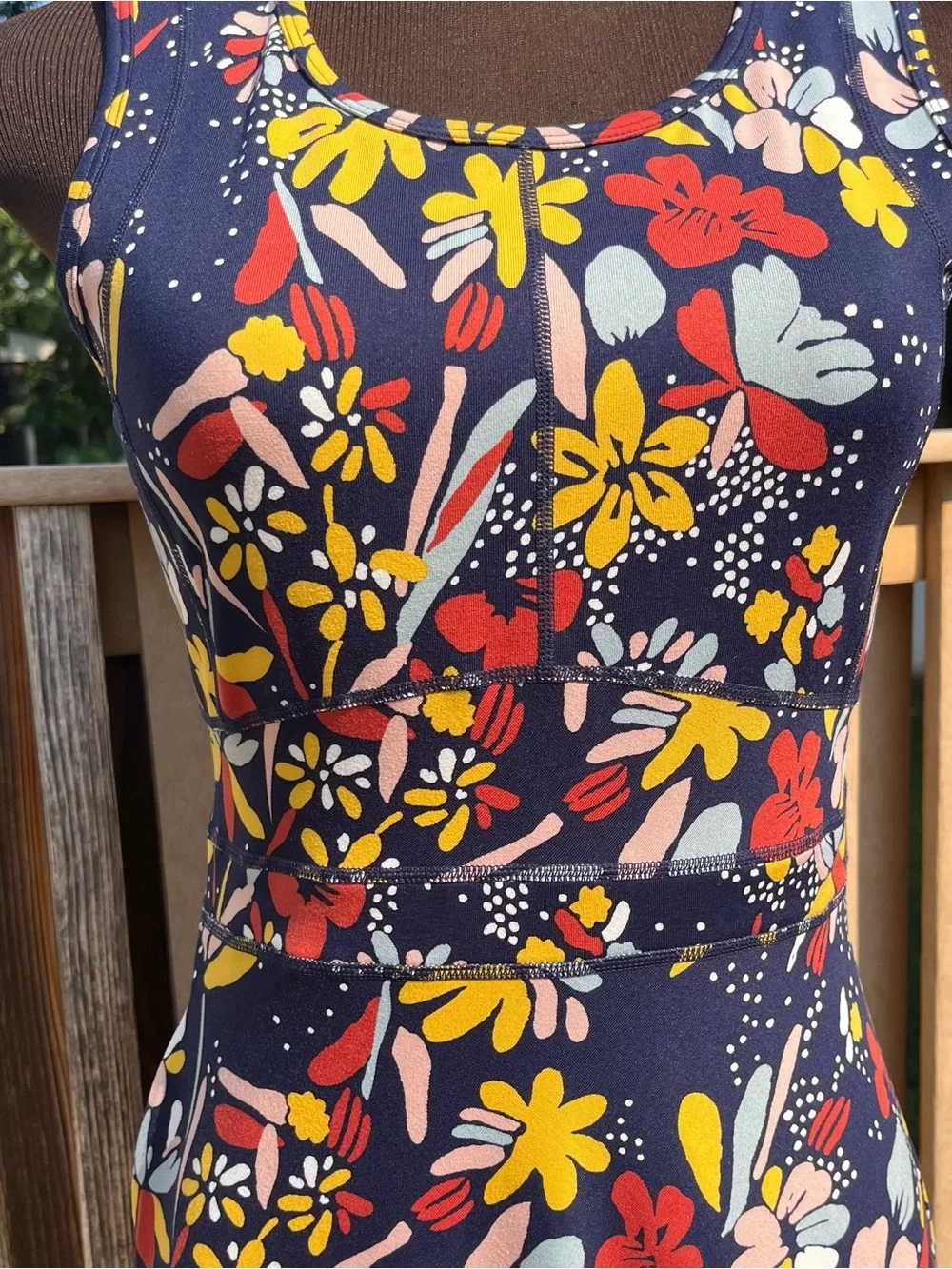 Title Nine Fit & Flare Sleeveless Buttah Dress in Dream Flora Size XS Stretch